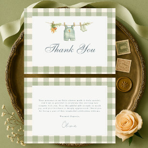 Gingham Sagegrön Lokalt Odlad Baby Shower Tack Kort
