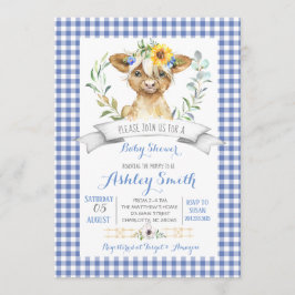 Gingham-serverns inbjudan till babydusch