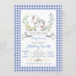 Gingham-serverns inbjudan till babydusch