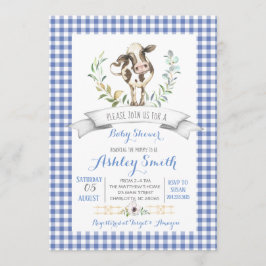 Gingham-serverns inbjudan till babydusch