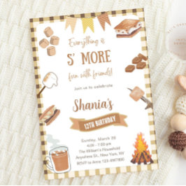 Gingham Smores S'mores Bonfire Camping Inbjudningar