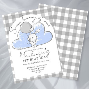 Gingham Some Bunny Fyller Ett Födelsedagsuppdrag Inbjudningar
