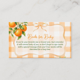 Gingham Söta Lilla Orange Böcker För Baby Shower Tilläggskort