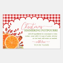 Gingham spishållare juldoftande potpurri rektangulärt klistermärke