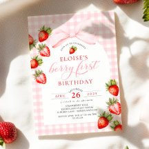 Gingham Strawberry Coquette First Birthday