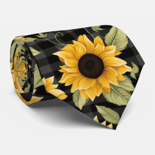 Gingham Sunblommor Mönster Slips