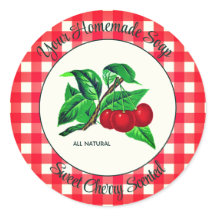 Gingham Sweet Cherry Handmade Soap-etikett