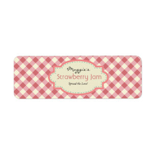 Gingham Sylt Burk-etiketter, anpassa Returadress Etikett