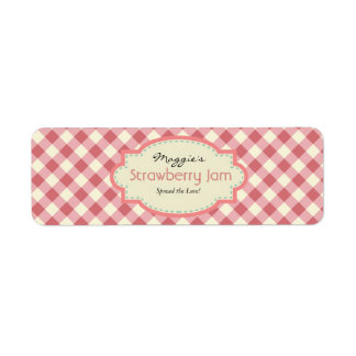 Gingham Sylt Burk-etiketter, anpassa Returadress Etikett