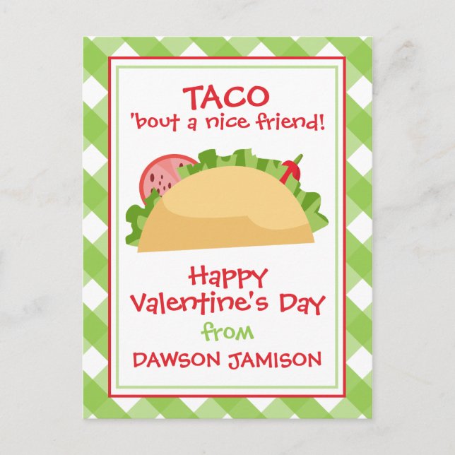 Gingham Taco Personlig Valentines kort (Framsida)