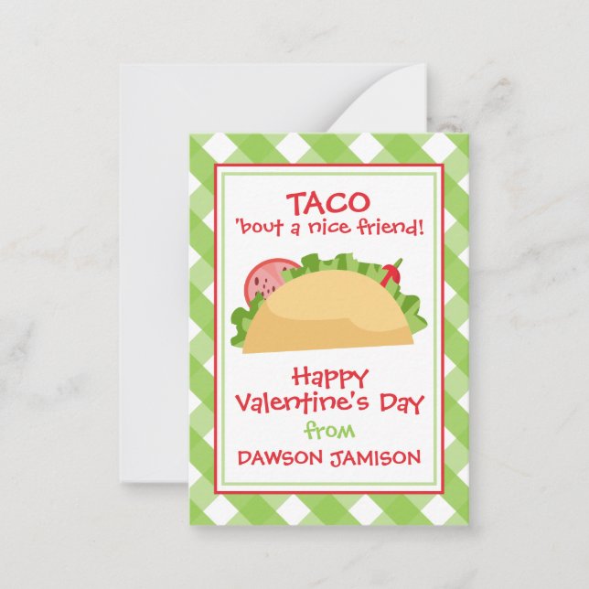 Gingham Taco Valentines klassrumskort Anteckningskort (Framsida)