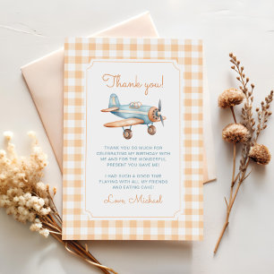 Gingham Time Flies Airplane First Birthday Tack Kort