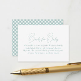 Gingham turkos enkla söta böcker till baby shower tilläggskort