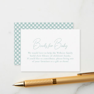 Gingham turkos enkla söta böcker till baby shower tilläggskort