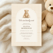 Gingham Vi Kan Knappast Vänta Baby Shower-inbjudan