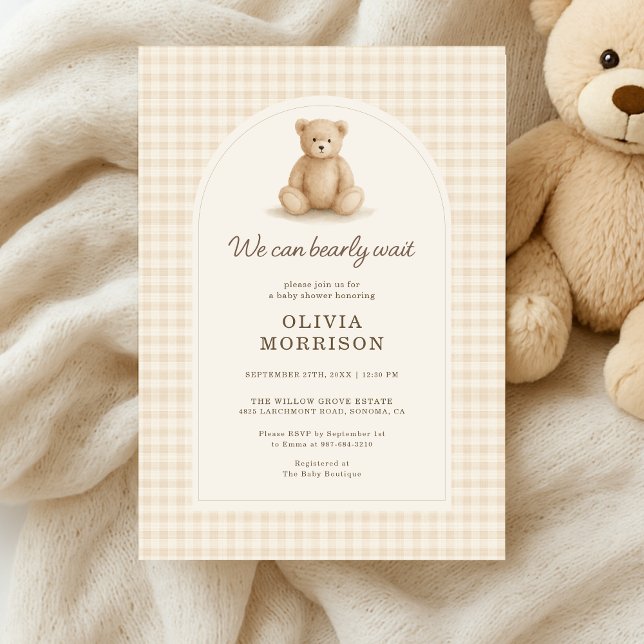 Gingham Vi Kan Knappast Vänta Baby Shower-inbjudan Inbjudningar (Skapare uppladdad)