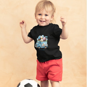 Gingham Vintage Lastbil Lastad Med Påsk Cupcakes T Shirt
