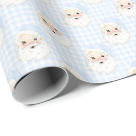 Gingham Vintage Santa Jul Wrapping Papper Presentpapper
