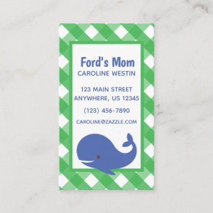 Gingham Whale Business- eller kontaktkort Visitkort