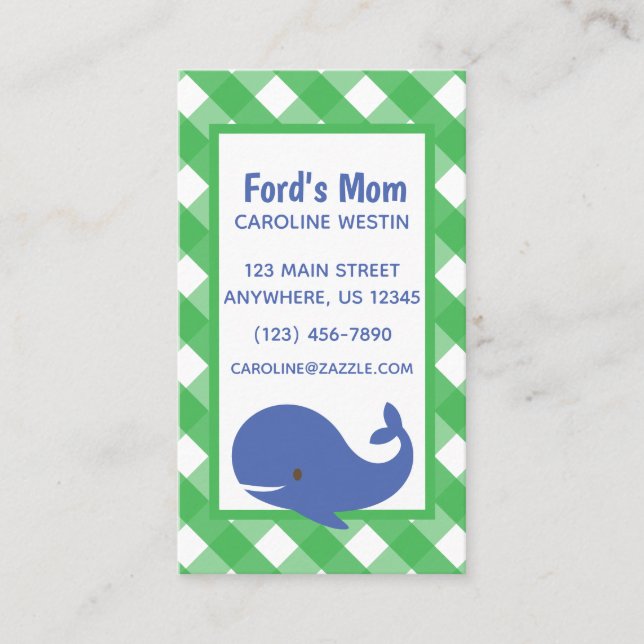 Gingham Whale Business- eller kontaktkort Visitkort (Framsida)