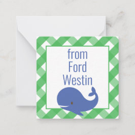 Gingham Whale Personlig Gift-stängkort Anteckningskort