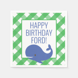Gingham Whale Personlig Party Napkins Pappersservett