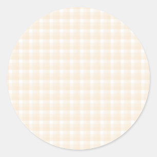 Ginghamkontrollmönster. Beige och White. Runt Klistermärke
