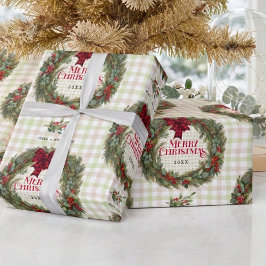 Ginghamkrans Vattenfärg Jul Presentpapper
