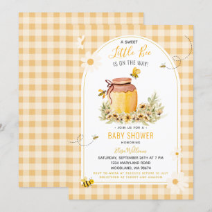 GinghamSweet Little Bee är på vägen till babyskor Inbjudningar