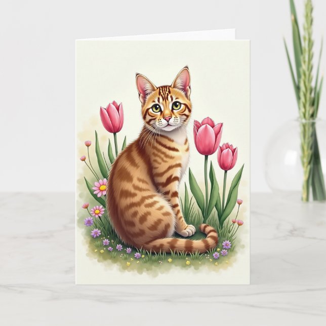 Gingkatt Vårkort Kort (Framsida)