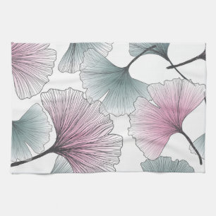 Gingko biloba handdragen. kökshandduk