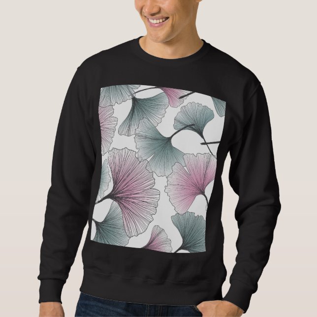 Gingko biloba handdragen. lång ärmad tröja (Framsida)