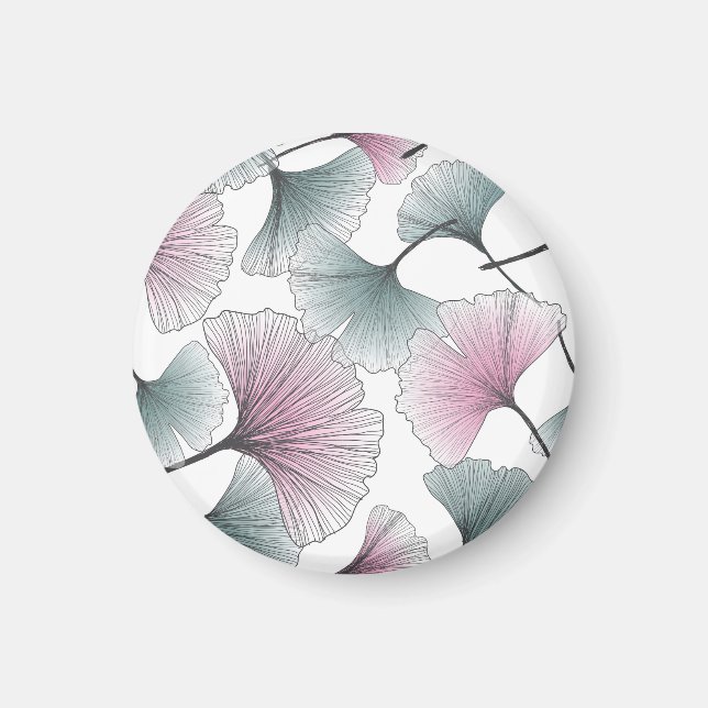 Gingko biloba handdragen. magnet (Framsidan)