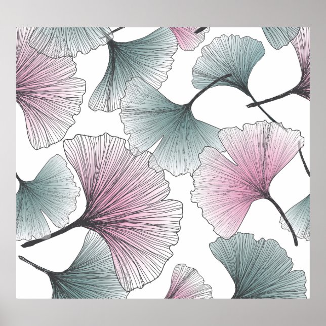 Gingko biloba handdragen. poster (Framsidan)