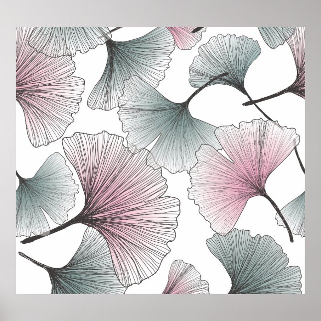 Gingko biloba handdragen. poster (Framsidan)