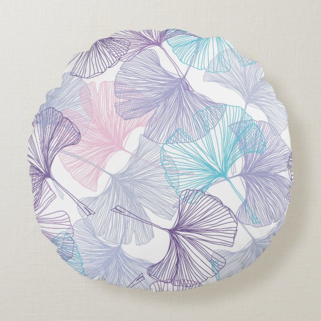 Gingko Biloba Ro Quartz Mönster Rund Kudde (Framsidan)