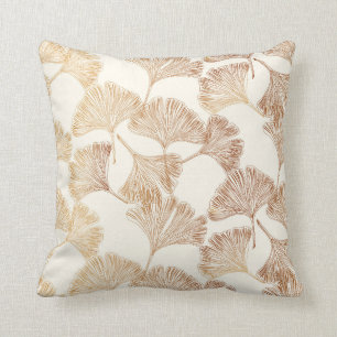 Gingko blad guld på kräm toile elfenbens tapet kudde