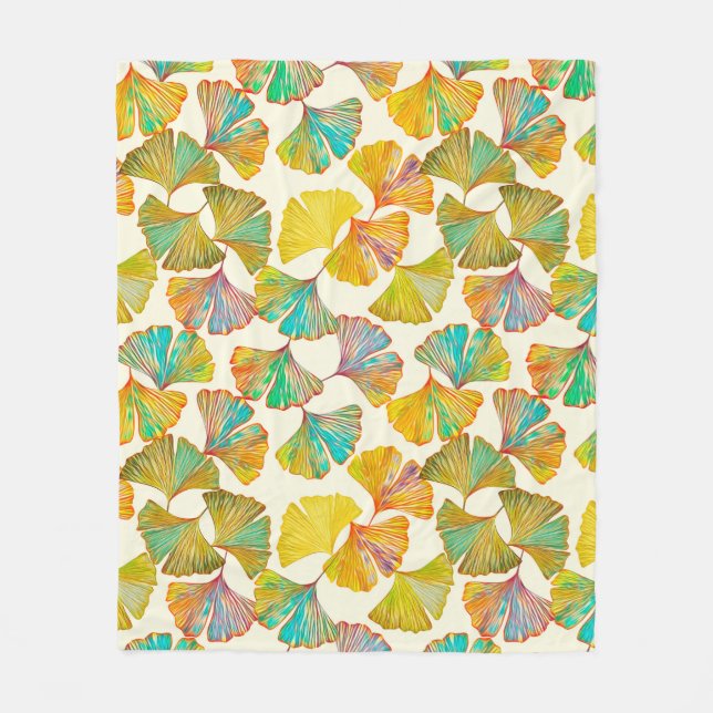 Gingko lämnar på golv sömlös mönster. Watercolo Fleecefilt (Framsidan)