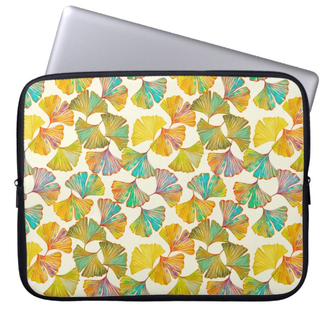 Gingko lämnar på golv sömlös mönster. Watercolo Laptop Fodral (Framsidan)
