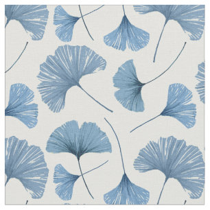 Gingko löv blue och white mönster tyg