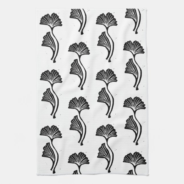 Gingko Löv Lino Print Kitchen Towels Kökshandduk (Vertikal)