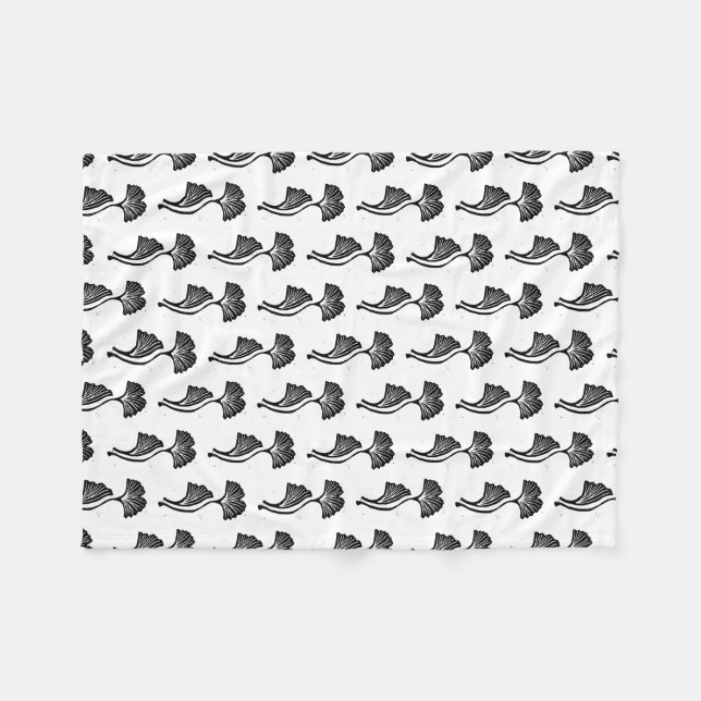 Gingko Löv Lino Skriv ut Fleece Blanket (Framsidan (Horisontell))