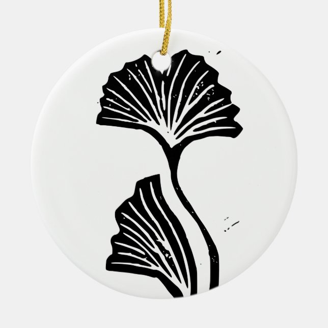 Gingko Löv Lino Skriv ut Ornament (Framsidan)