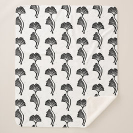 Gingko Löv Lino Skriv ut Sherpa Blanket