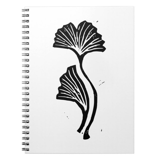 Gingko Löv Lino Skriv ut Spiral fotopatbok för ant Anteckningsbok (Framsidan)