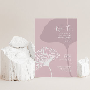 Gingko Silhouette-inbjudan ・ Modern Rosa Bröllop Inbjudningar