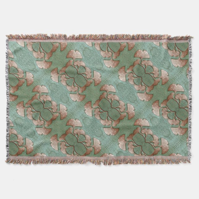 Gingko Throw filt med Fringe (Framsidan)