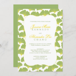 Gingko Träd Vår Grönt bröllop 2 Inbjudningar