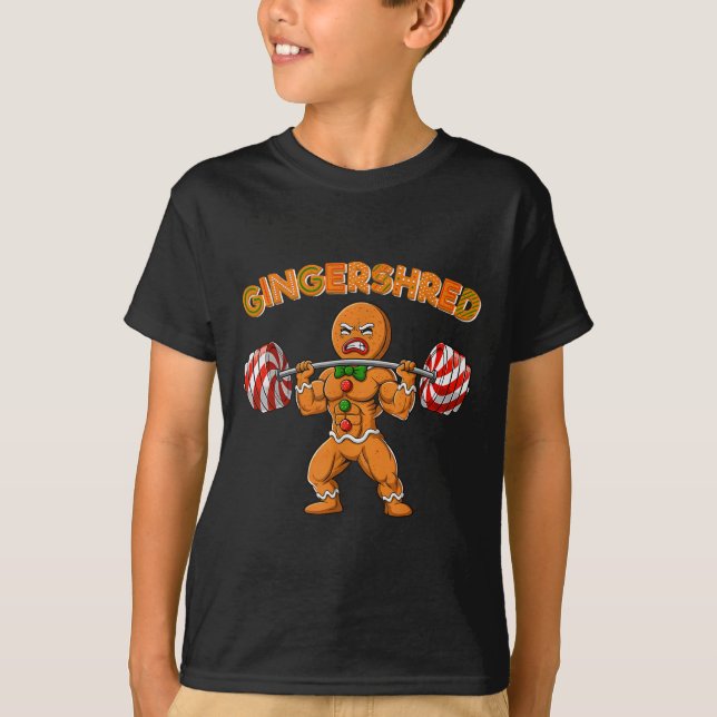 Gingkross Kroppstbyggare Rolig Gingubbe Vikt T Shirt (Framsida)
