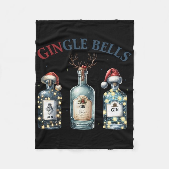 Gingle Bells Funny Gin Gin Bells Christmas Tree Me Fleecefilt (Framsidan)